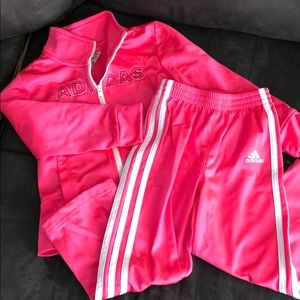 Adidas Pink and White Track Suit